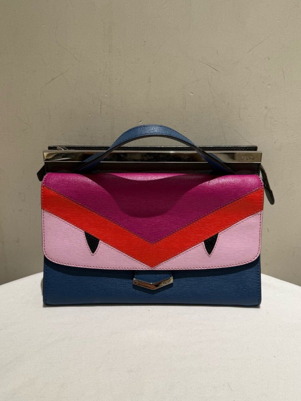 Fendi Demi Jour Multicolor Monster Eyes Cowhide Leather Handbag